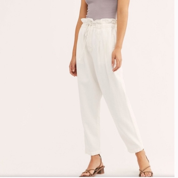 Free People Margate High Rise Paper Bag Waist Crop Trousers M - Picture 2 of 15